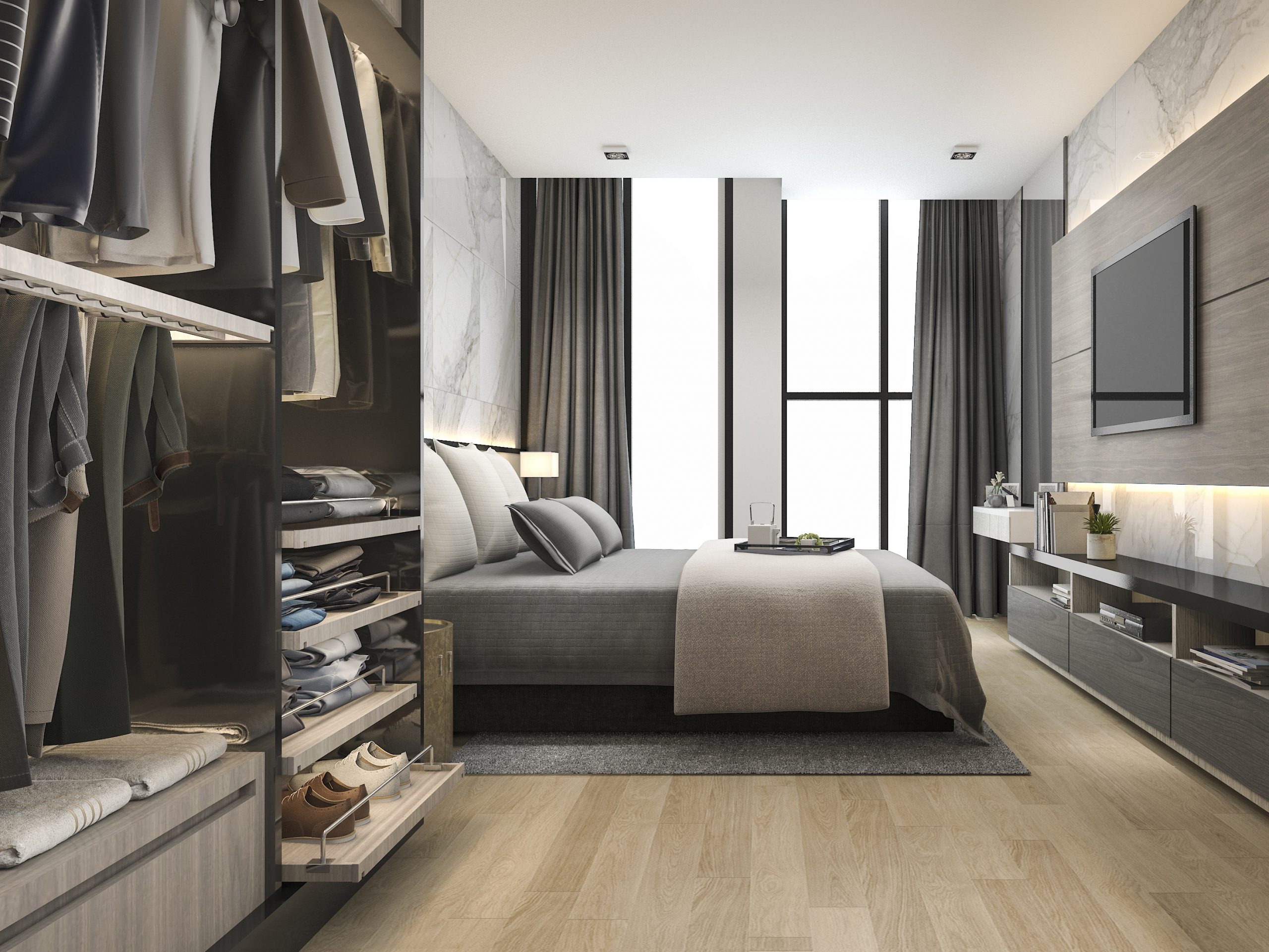 Bedroom with closet – design ideas
